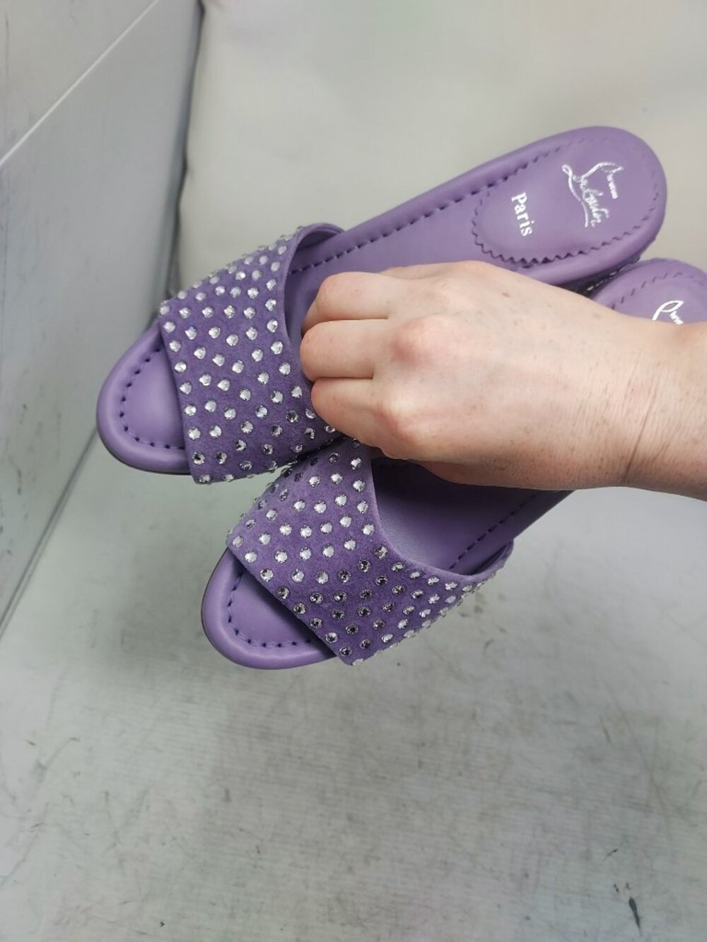 Christian Louboutin Purple Jane Strass Crystal Sandal - Picture 8 of 13